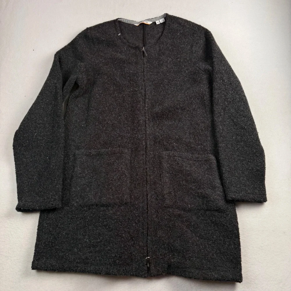 Orvis‎ Womens Charcoal Grey Wool Blend Full Zip Longline Cardigan Sweater Coat M
